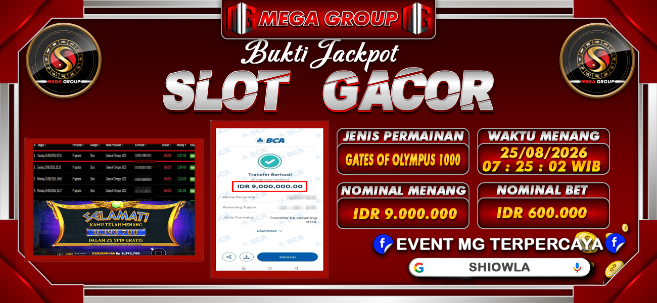 Bukti JP situs Shiowla hari Selasa, 25 Agustus 2026